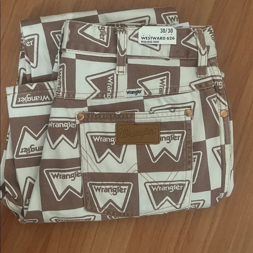 Wrangler checkered print  Brown and White Patterned Jeans